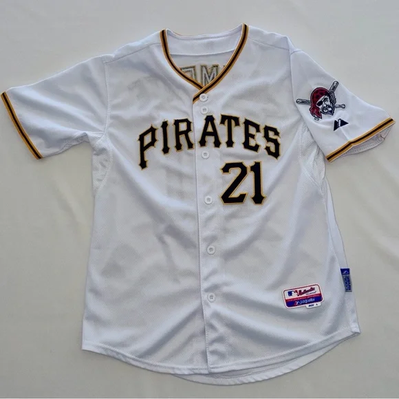 Majestic MLB Roberto Clemente #21 Button down Jersey Youth Large - Picture 2 of 5